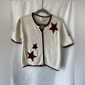 Women’s Vintage CHRISTOPHER & BANKS Star/Flag Patriotic Hand Embroidered Top